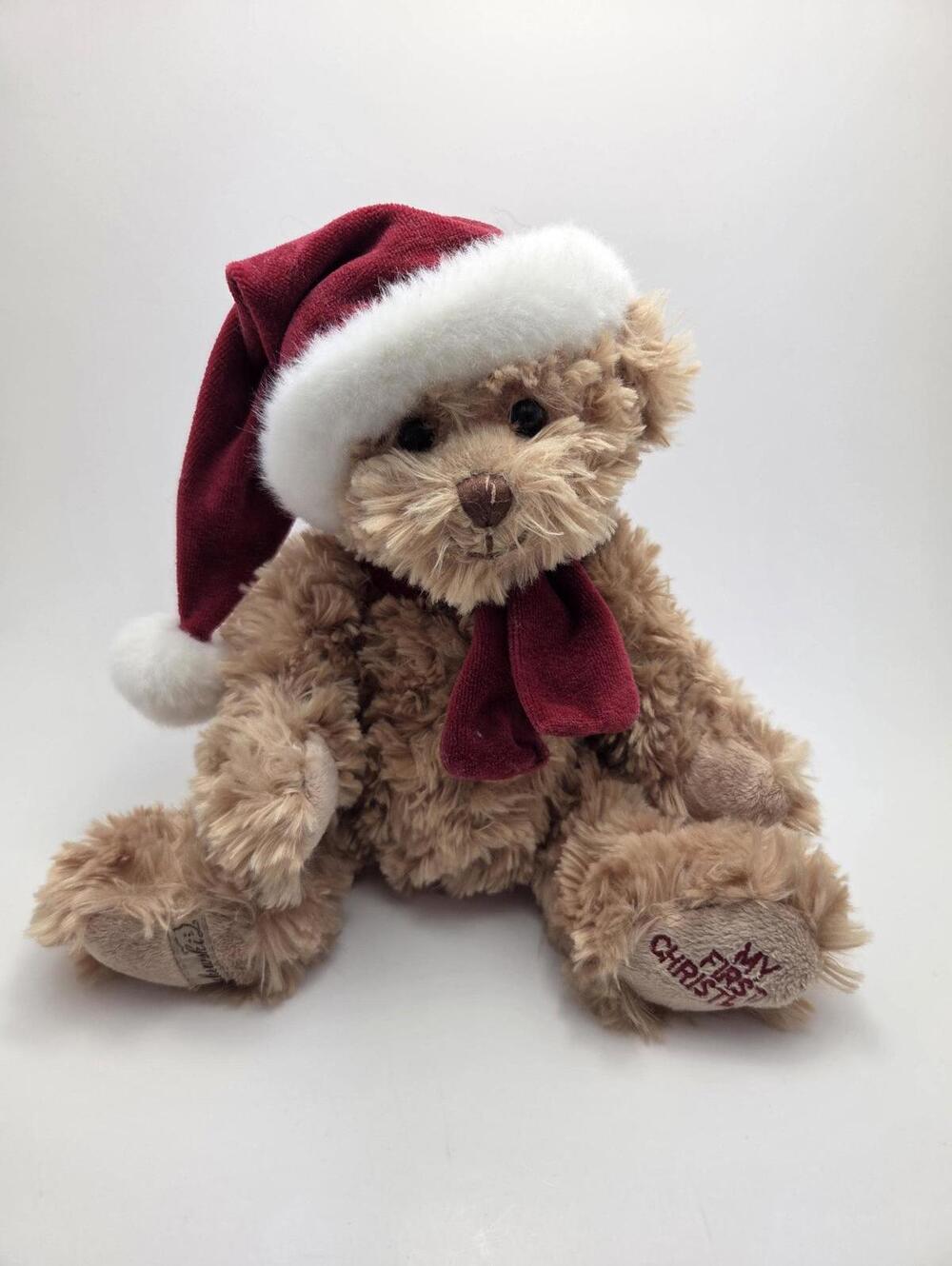 Bukowski My First Christmas Bear Plush with Santa Hat Rare (11 inch)